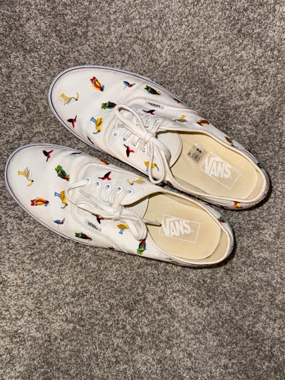 Vans Authentic White Embroidered Tropical Birds Sneakers